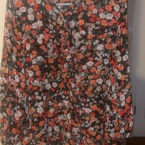 T Tahari Floral Blouse - Black, Red, White